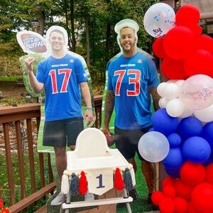 Red, white and blue first birthday high chair banner